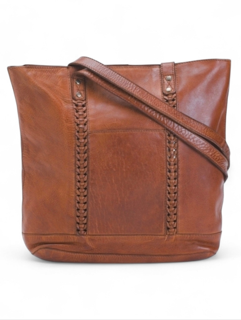 Anthropologie Vilenca Holland Woven Leather Tote Shoulder Bag North South Stitch